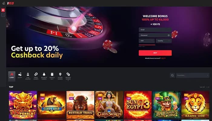 1Red Casino website screenshot