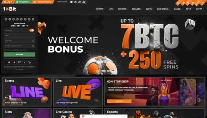 1xBit Casino website screenshot