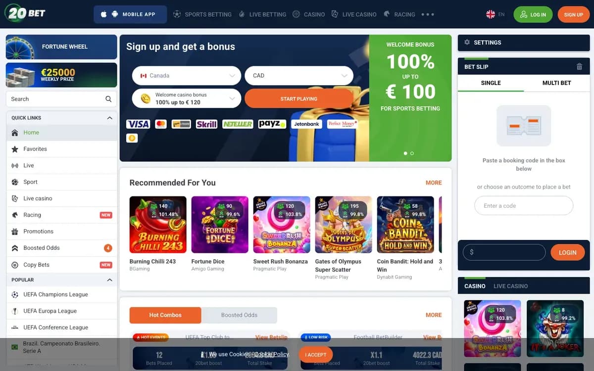 20bet Casino website screenshot