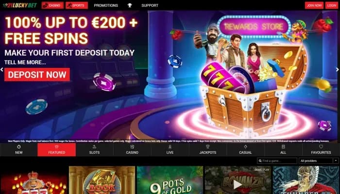 21LuckyBet Casino website screenshot
