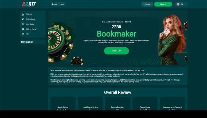 22Bit Casino website screenshot