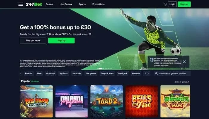 247Bet Casino website screenshot