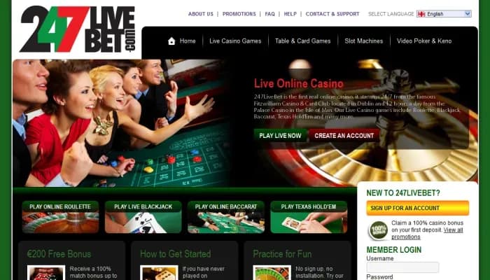 247LiveBet Casino website screenshot