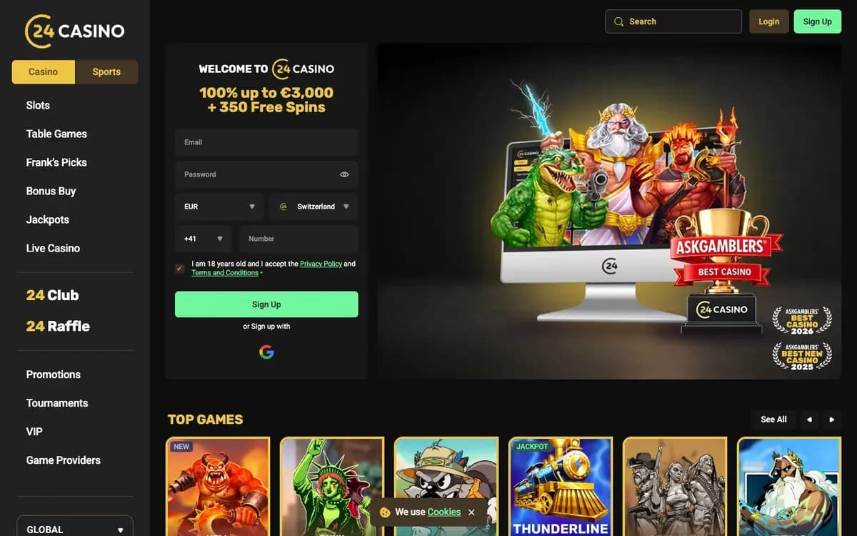 24Casino website screenshot