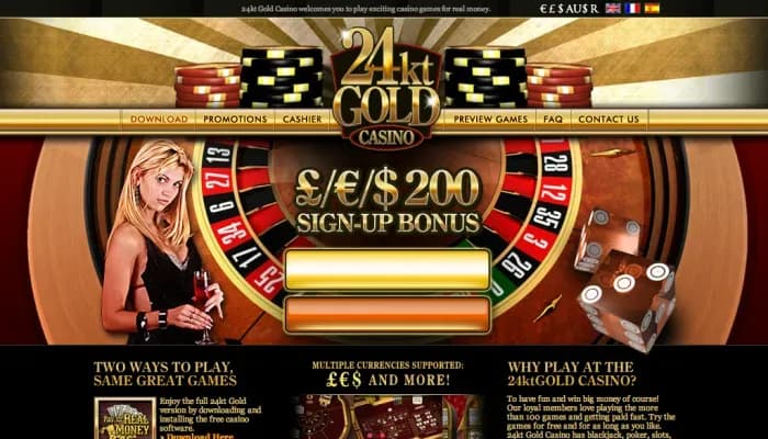24kt Gold Casino website screenshot