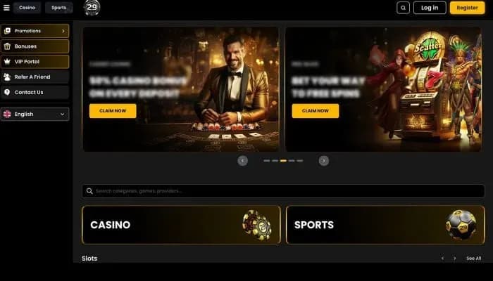 29Black Casino website screenshot