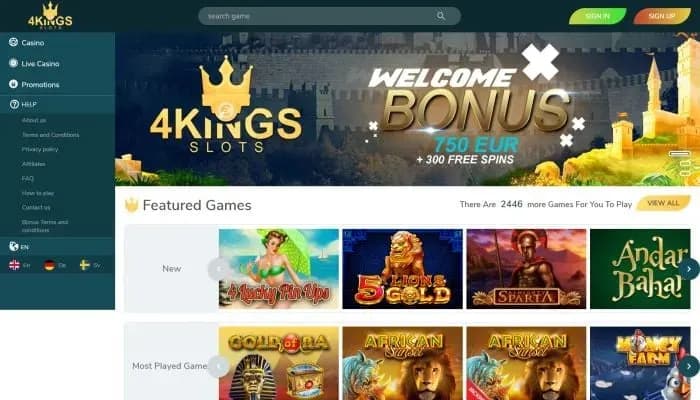 4Kingslots Casino website screenshot