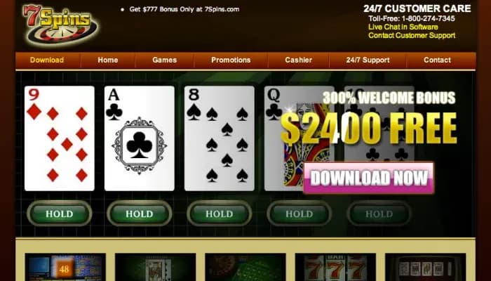 7 Spins Casino website screenshot