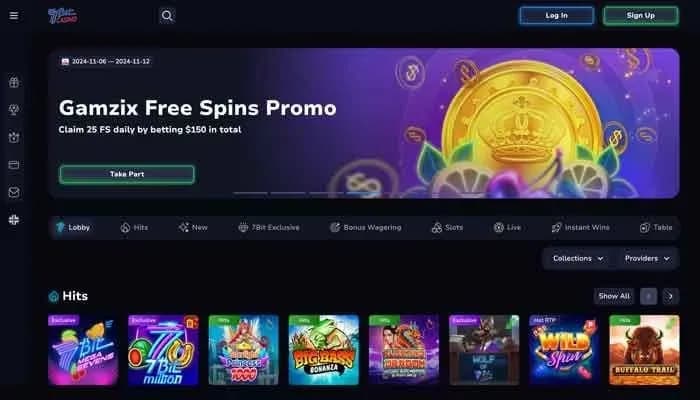 7BitCasino website screenshot