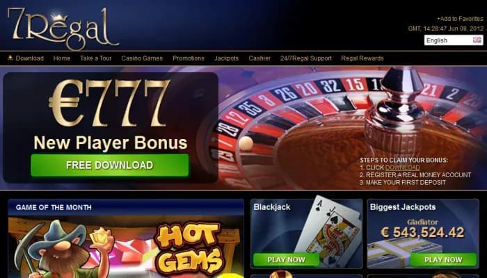 7Regal Casino website screenshot