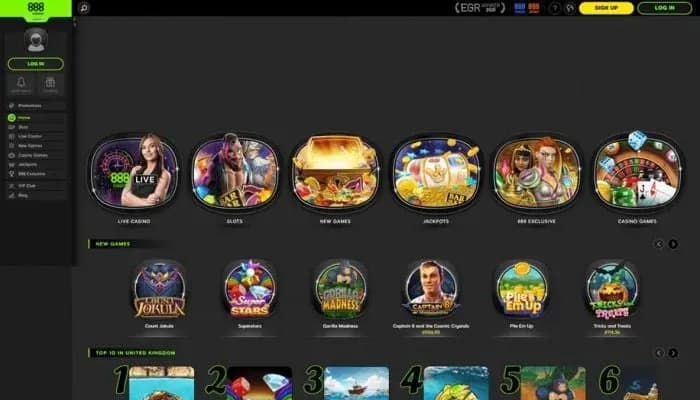 888 UK Casino website screenshot