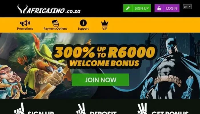 AfriCasino website screenshot