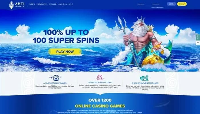AHTI Games Casino website screenshot