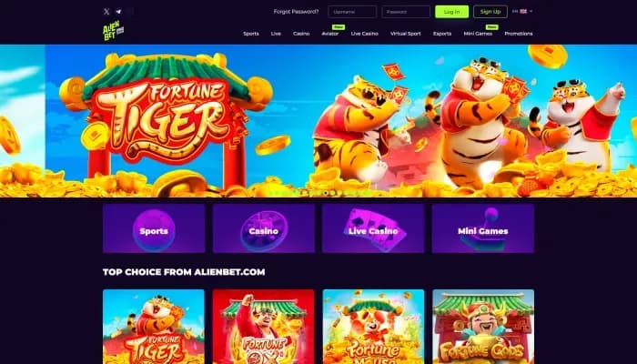 AlienBet Casino website screenshot