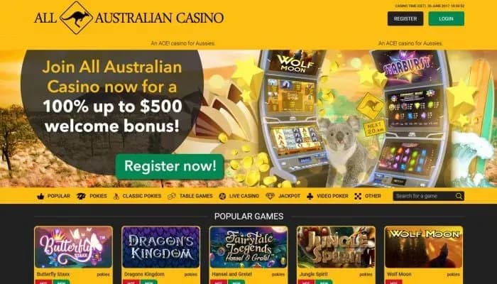 All Australian Casino website screenshot