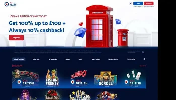 All British Casino website screenshot