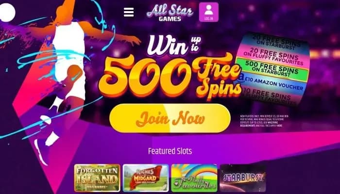 All Star Games Casino website screenshot