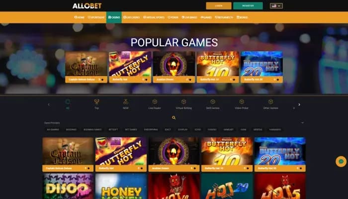 Allobet Casino website screenshot