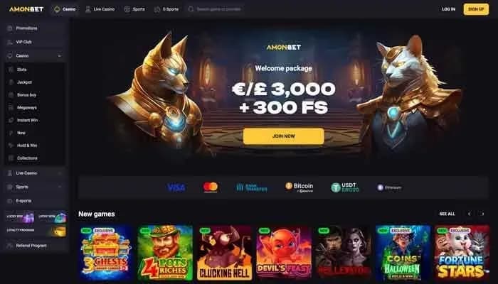 Amonbet Casino website screenshot