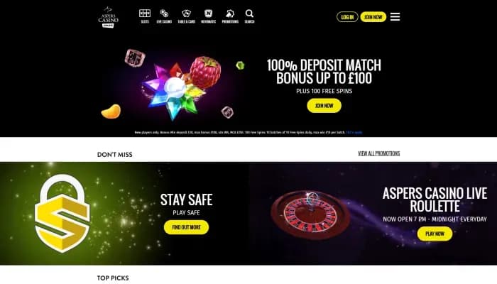 Aspers Casino website screenshot
