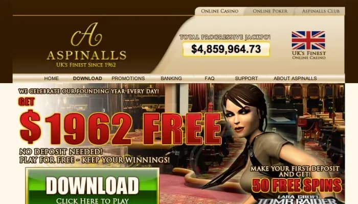 Aspinalls Online Casino website screenshot