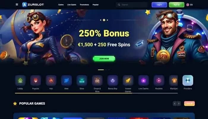 AzurSlot Casino website screenshot