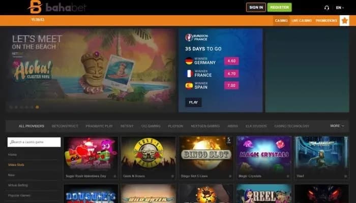 Bahabet Casino website screenshot