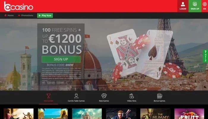 bCasino website screenshot