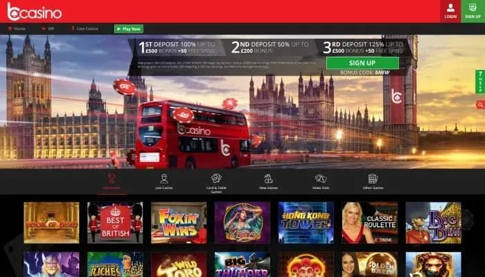 bCasino UK website screenshot