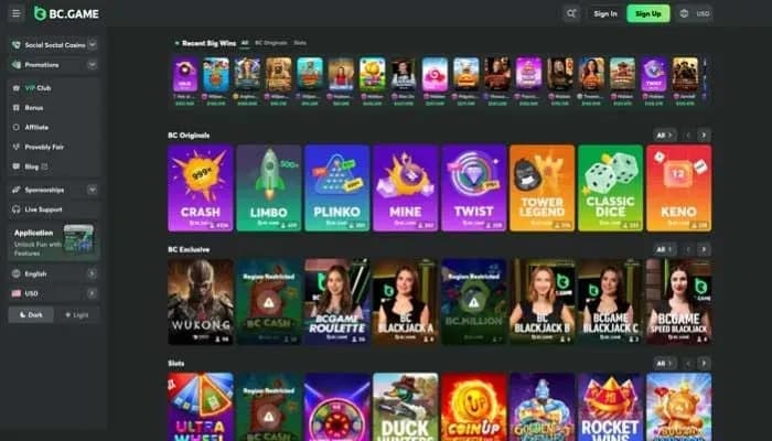 BCGame.us Casino website screenshot
