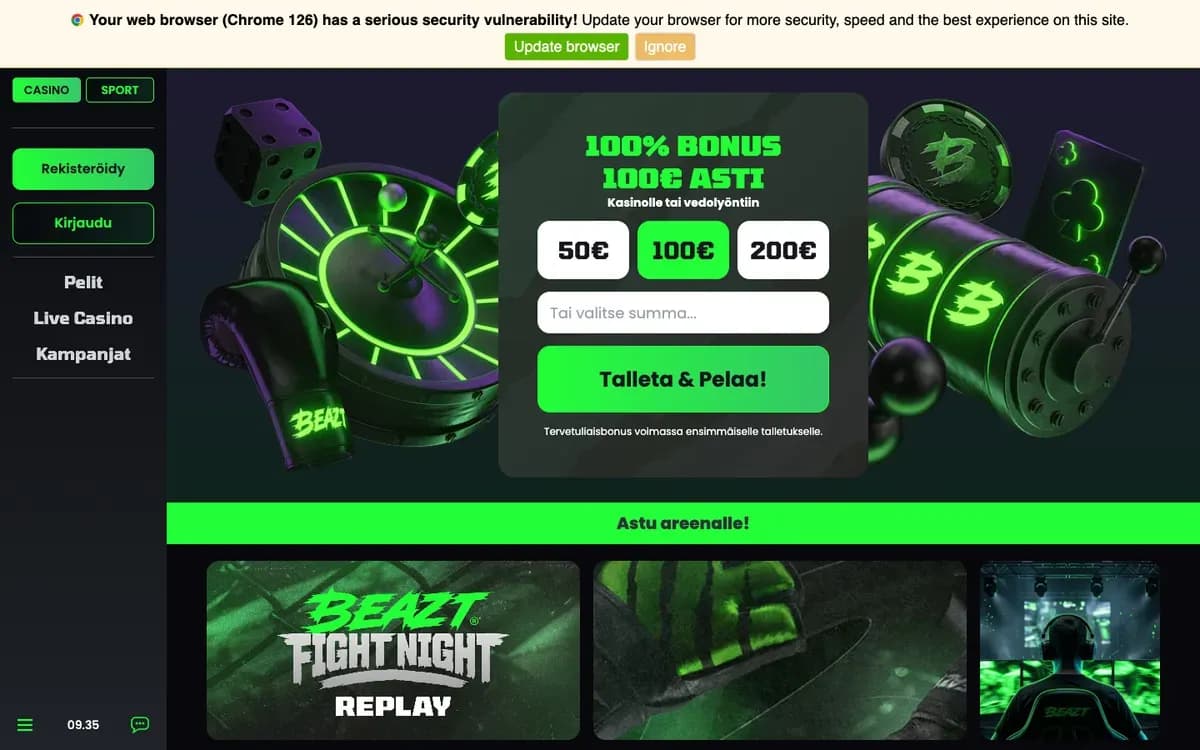 Beazt Casino website screenshot
