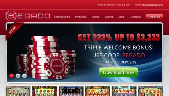 Begado Casino website screenshot