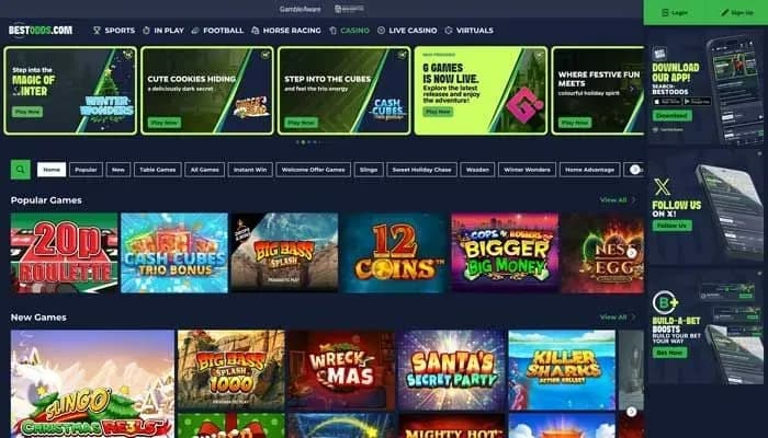 BestOdds Casino website screenshot