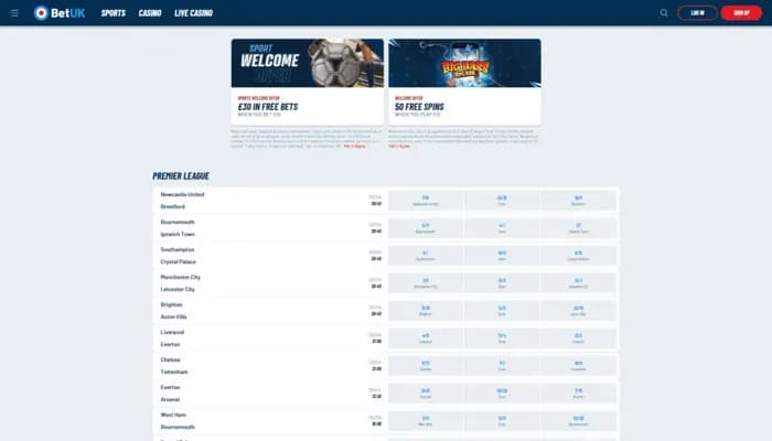 Bet UK Casino website screenshot