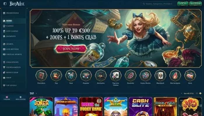 BetAlice Casino website screenshot