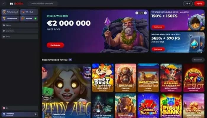 BetBona Casino website screenshot