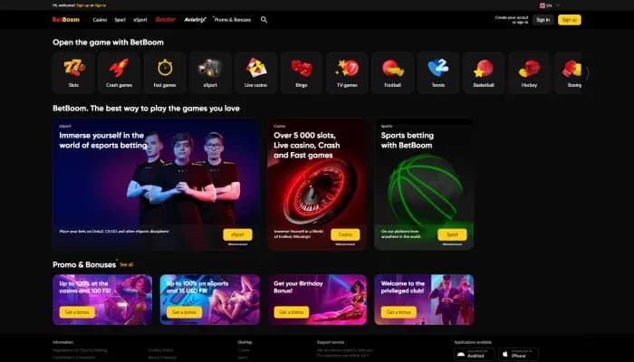 BetBoom Casino website screenshot