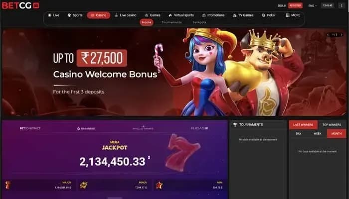 BetCG Casino website screenshot
