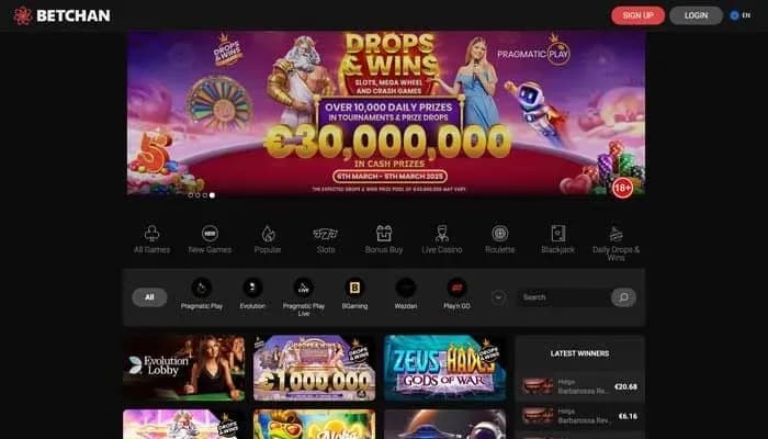 Betchan Casino website screenshot