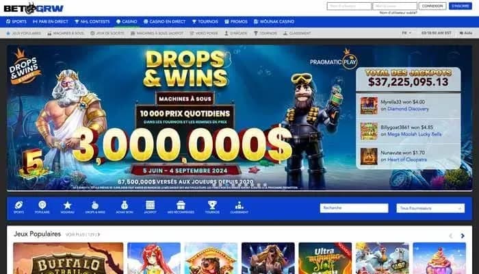 BetGRW Casino website screenshot