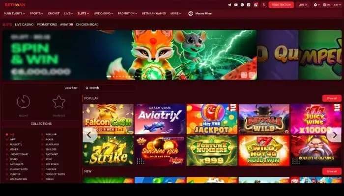 Betmaan Casino website screenshot
