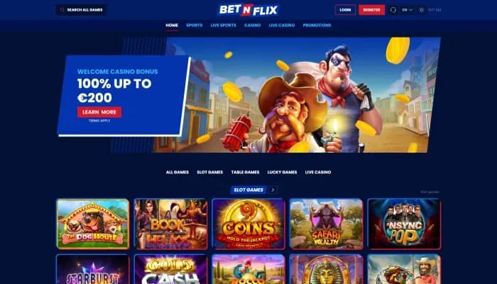 BetNFlix Casino website screenshot