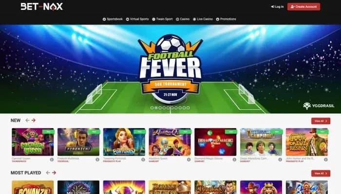 Betnox Casino website screenshot