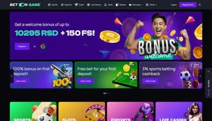 BetOnGame Casino website screenshot