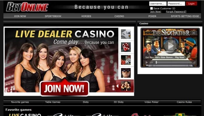 BetOnline Casino website screenshot