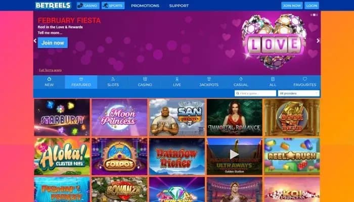 Betreels Casino website screenshot