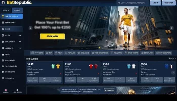 BetRepublic Casino website screenshot