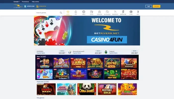 BetRivers Social Casino Ontario website screenshot