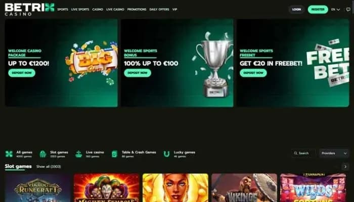 Betrix Casino website screenshot