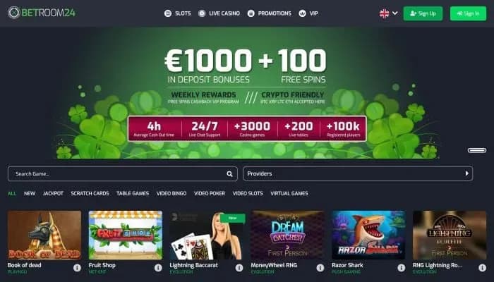 Betroom24 Casino website screenshot